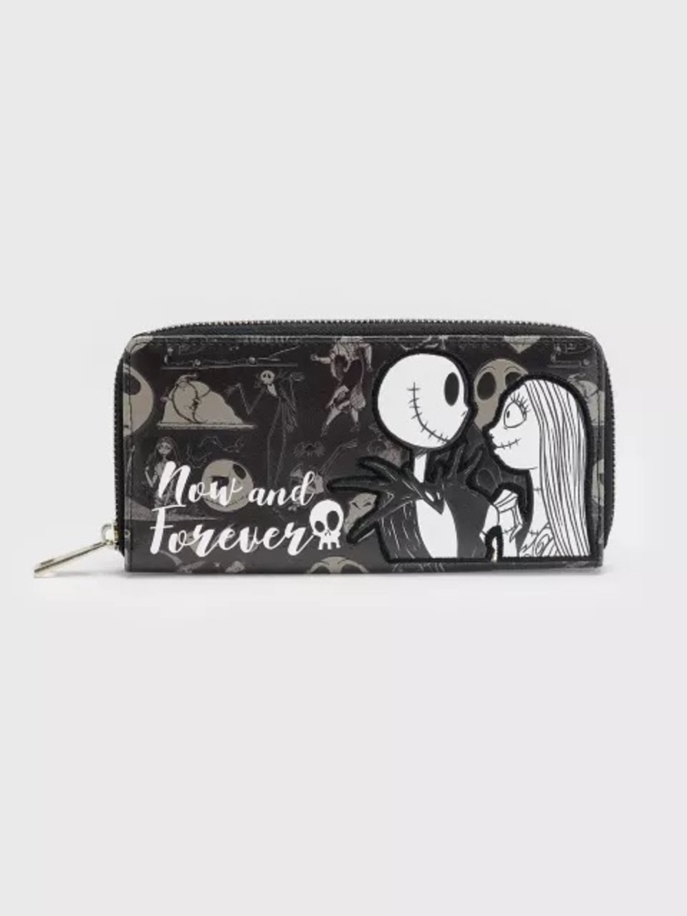 Spencer's The Nightmare Before Christmas Jack & Sally Black Zip Wallet